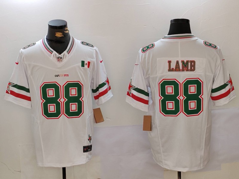 Men Dallas Cowboys #88 Lamb White Mexico three generations 2024 Nike Vapor Limited NFL Jersey style 906